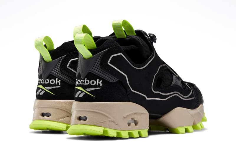 reebok instapump fury trail shroud nylon wrap cover suede upper release black true grey modern beige toxic yellow 