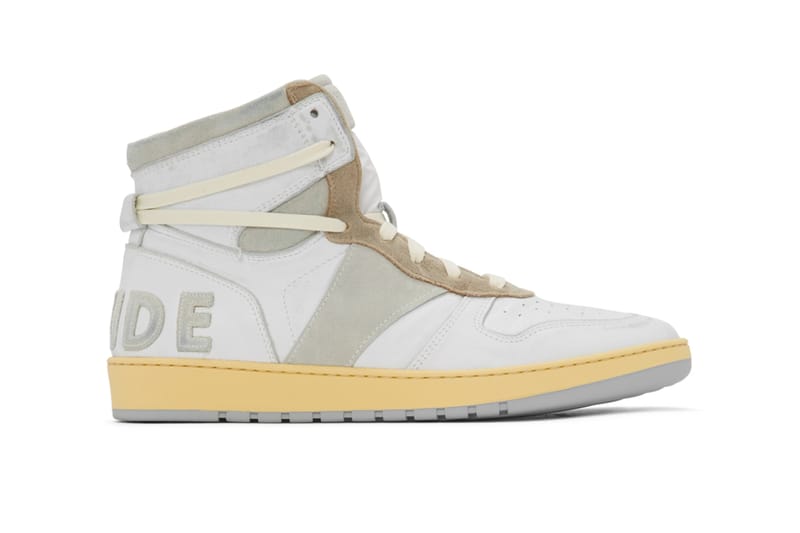 RHUDE's Distressed Retro Bball-Hi Sneakers Appear in "White/Green" & "White/Grey"