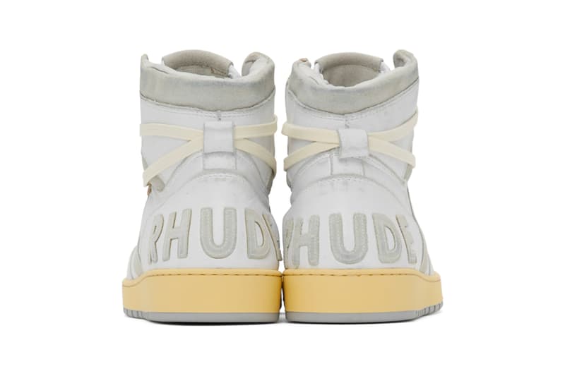 RHUDE Retro Bball Hi Sneakers White Green Grey Release Info Buy Price rhuigi villasenor