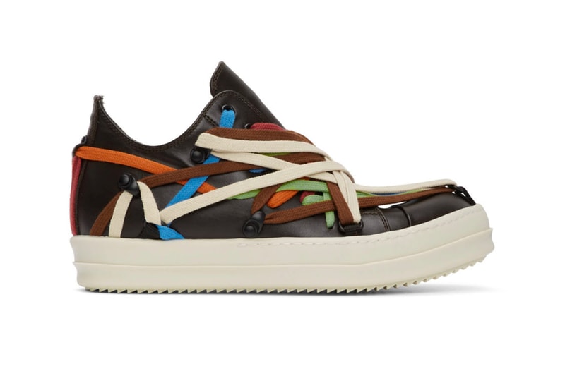 Rick Owens Multi Colored Lace Sneakers bondage shoes footwear kicks runners trainers drkshdw brown made in italy spring summer 2020 collection buffed leather designer black