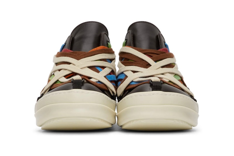 Rick Owens Multi Colored Lace Sneakers bondage shoes footwear kicks runners trainers drkshdw brown made in italy spring summer 2020 collection buffed leather designer black