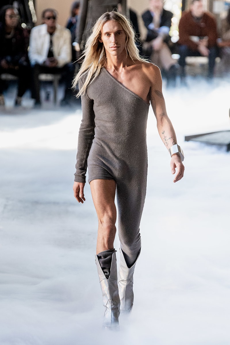 Rick Owens "PERFORMA" Paris Fashion Week Men's Fall/Winter 2020 Runway Show Closer Look Editorial Lord of Darkness Asymmetrical Collection Menswear Gender Fluid Neutral Leather PVC Mohair Tailoring Biker