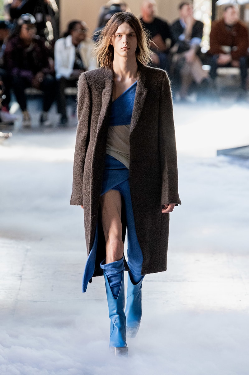 Rick Owens "PERFORMA" Paris Fashion Week Men's Fall/Winter 2020 Runway Show Closer Look Editorial Lord of Darkness Asymmetrical Collection Menswear Gender Fluid Neutral Leather PVC Mohair Tailoring Biker