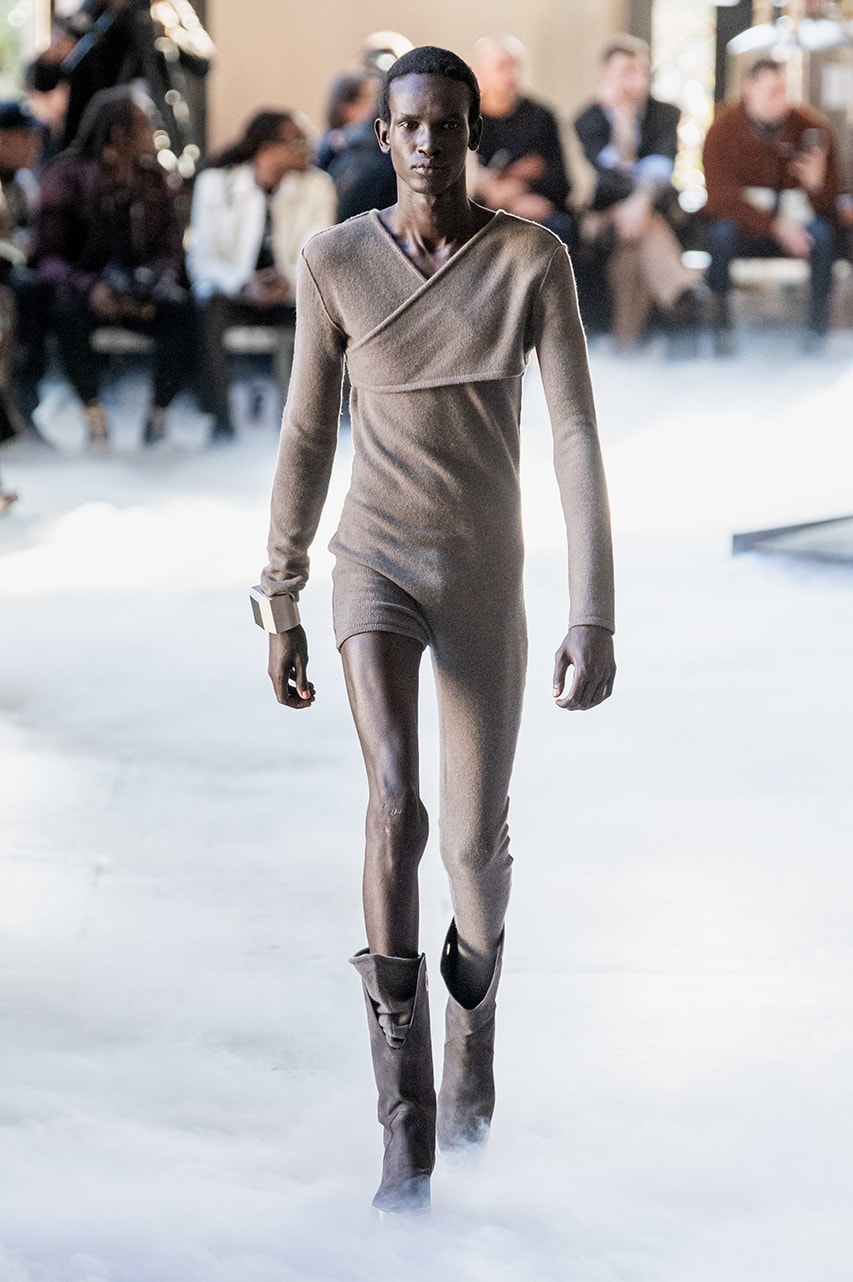 Rick Owens "PERFORMA" Paris Fashion Week Men's Fall/Winter 2020 Runway Show Closer Look Editorial Lord of Darkness Asymmetrical Collection Menswear Gender Fluid Neutral Leather PVC Mohair Tailoring Biker