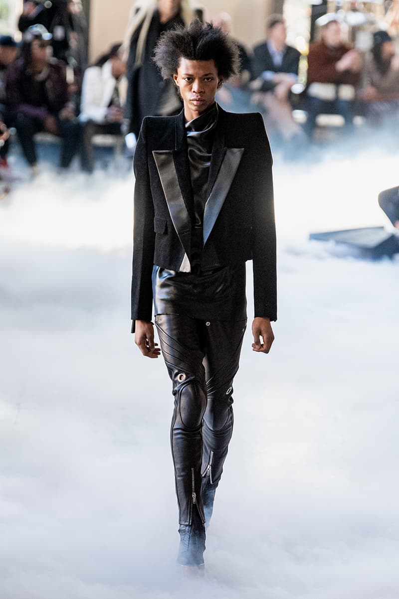 Rick Owens "PERFORMA" Paris Fashion Week Men's Fall/Winter 2020 Runway Show Closer Look Editorial Lord of Darkness Asymmetrical Collection Menswear Gender Fluid Neutral Leather PVC Mohair Tailoring Biker