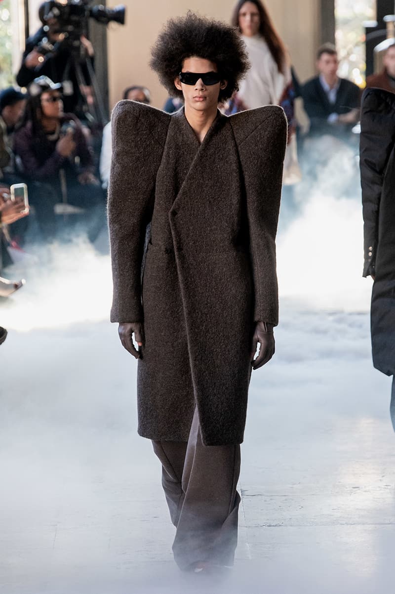 Rick Owens "PERFORMA" Paris Fashion Week Men's Fall/Winter 2020 Runway Show Closer Look Editorial Lord of Darkness Asymmetrical Collection Menswear Gender Fluid Neutral Leather PVC Mohair Tailoring Biker