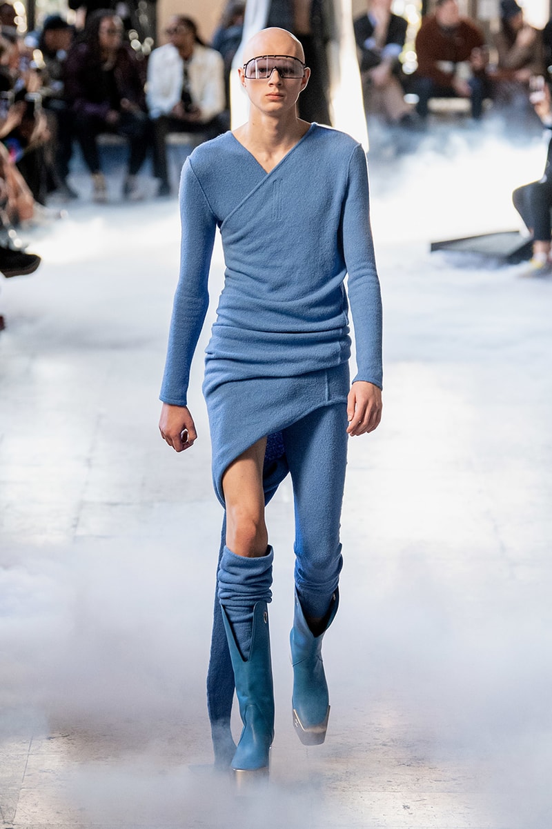 Rick Owens "PERFORMA" Paris Fashion Week Men's Fall/Winter 2020 Runway Show Closer Look Editorial Lord of Darkness Asymmetrical Collection Menswear Gender Fluid Neutral Leather PVC Mohair Tailoring Biker