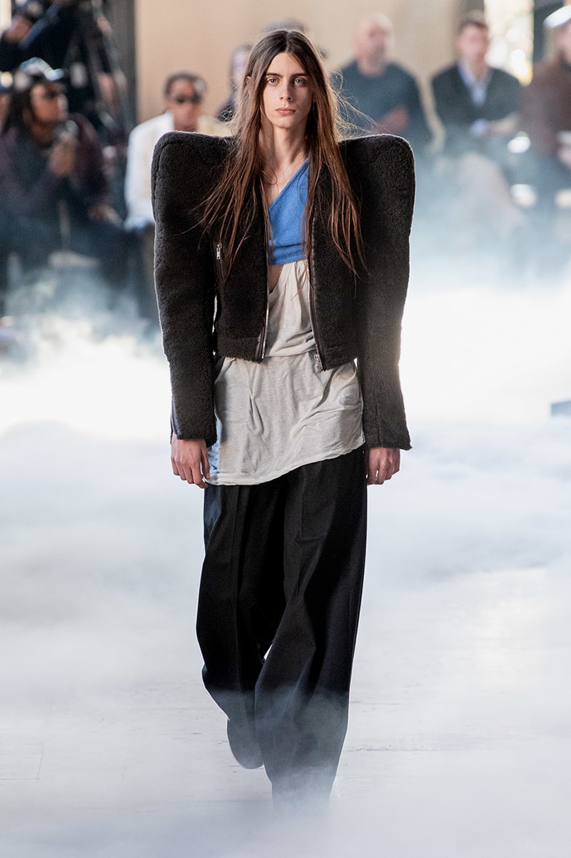 Rick Owens "PERFORMA" Paris Fashion Week Men's Fall/Winter 2020 Runway Show Closer Look Editorial Lord of Darkness Asymmetrical Collection Menswear Gender Fluid Neutral Leather PVC Mohair Tailoring Biker