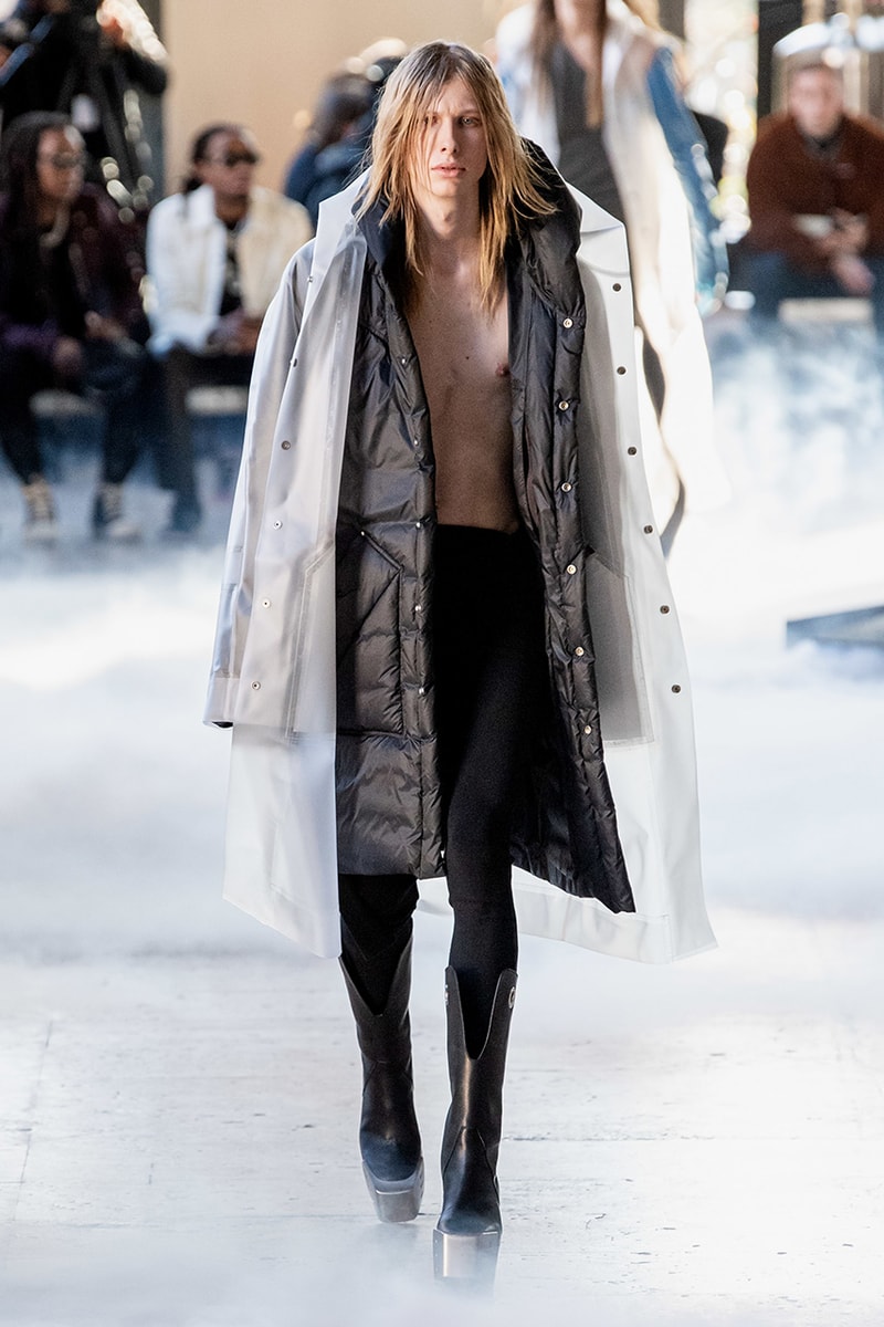 Rick Owens "PERFORMA" Paris Fashion Week Men's Fall/Winter 2020 Runway Show Closer Look Editorial Lord of Darkness Asymmetrical Collection Menswear Gender Fluid Neutral Leather PVC Mohair Tailoring Biker