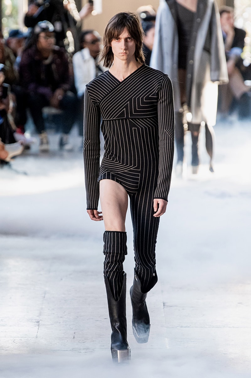 Rick Owens "PERFORMA" Paris Fashion Week Men's Fall/Winter 2020 Runway Show Closer Look Editorial Lord of Darkness Asymmetrical Collection Menswear Gender Fluid Neutral Leather PVC Mohair Tailoring Biker