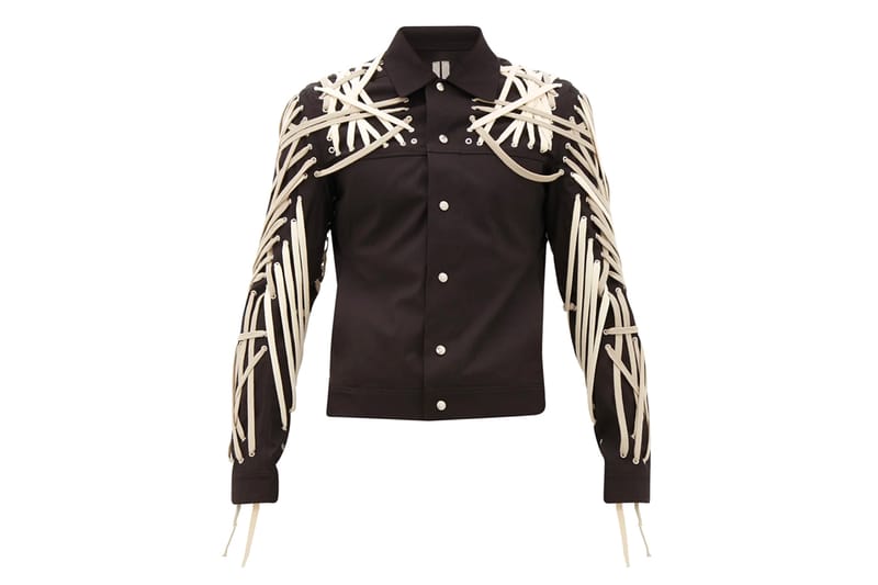 Rick Owens Highlights Intricate Lacing on the Black "TECUATL" Gabardine Jacket