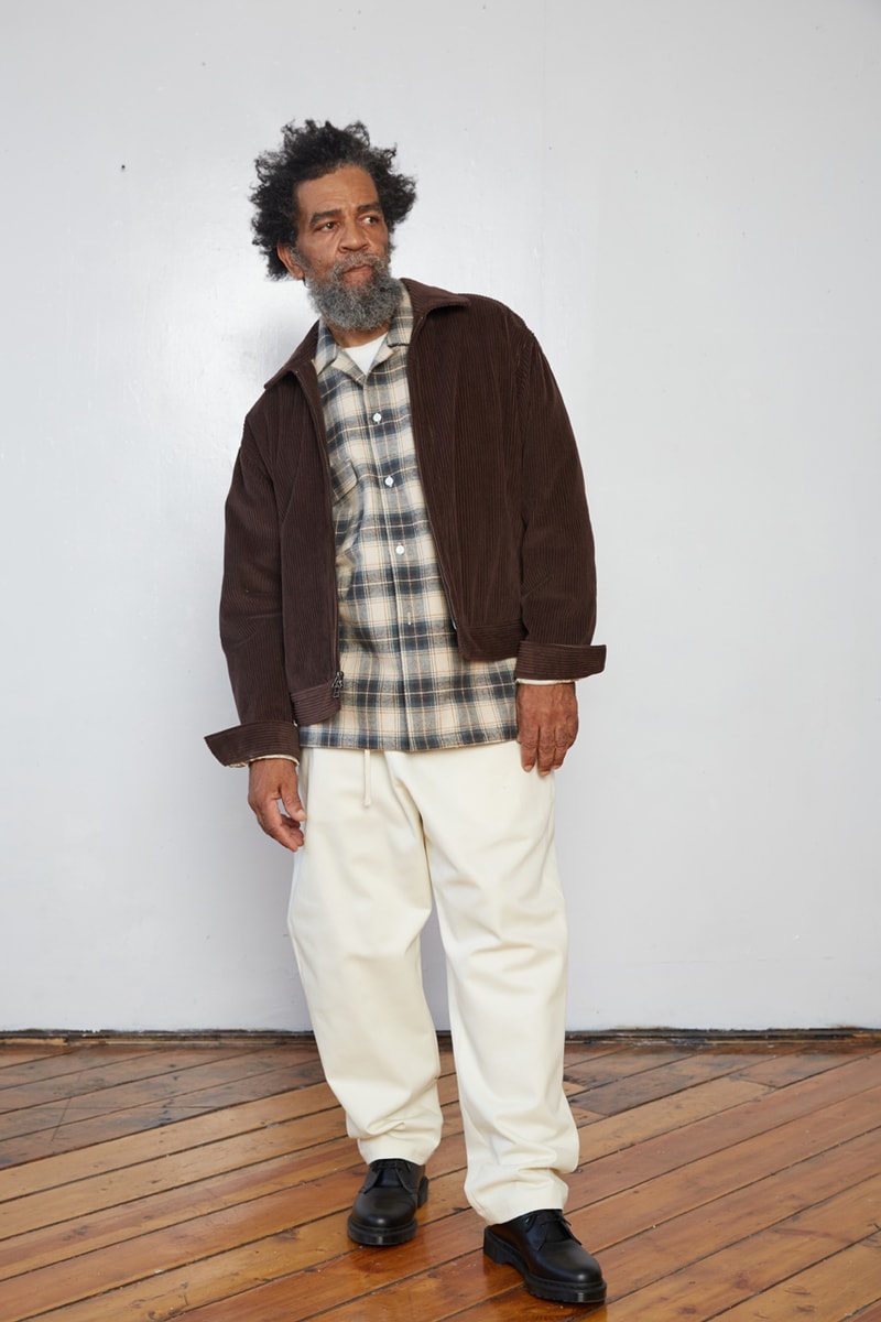 s.k. manor hill Fall/Winter 2020 Lookbook Collection Coats Jackets Trousers Blazers Shirts Hats Bags Hoodies Sweatpants Gingham Corduroy Brown White Gray Beige