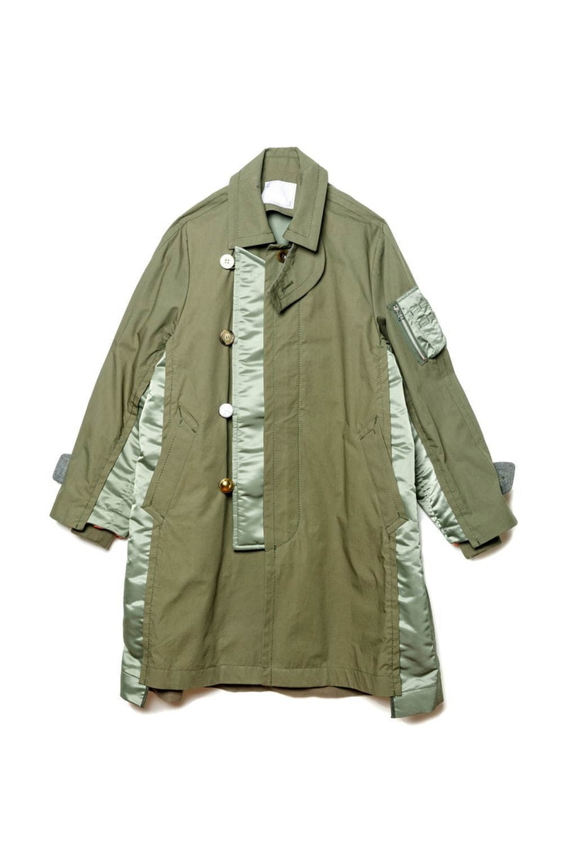 sacai Exclusive Nagoya Sakae Mitsukoshi Jackets coats trench deconstruction militaristic bomber ma 1 flight modular reconstruction multi panel garment store opening tokyo chitose abe