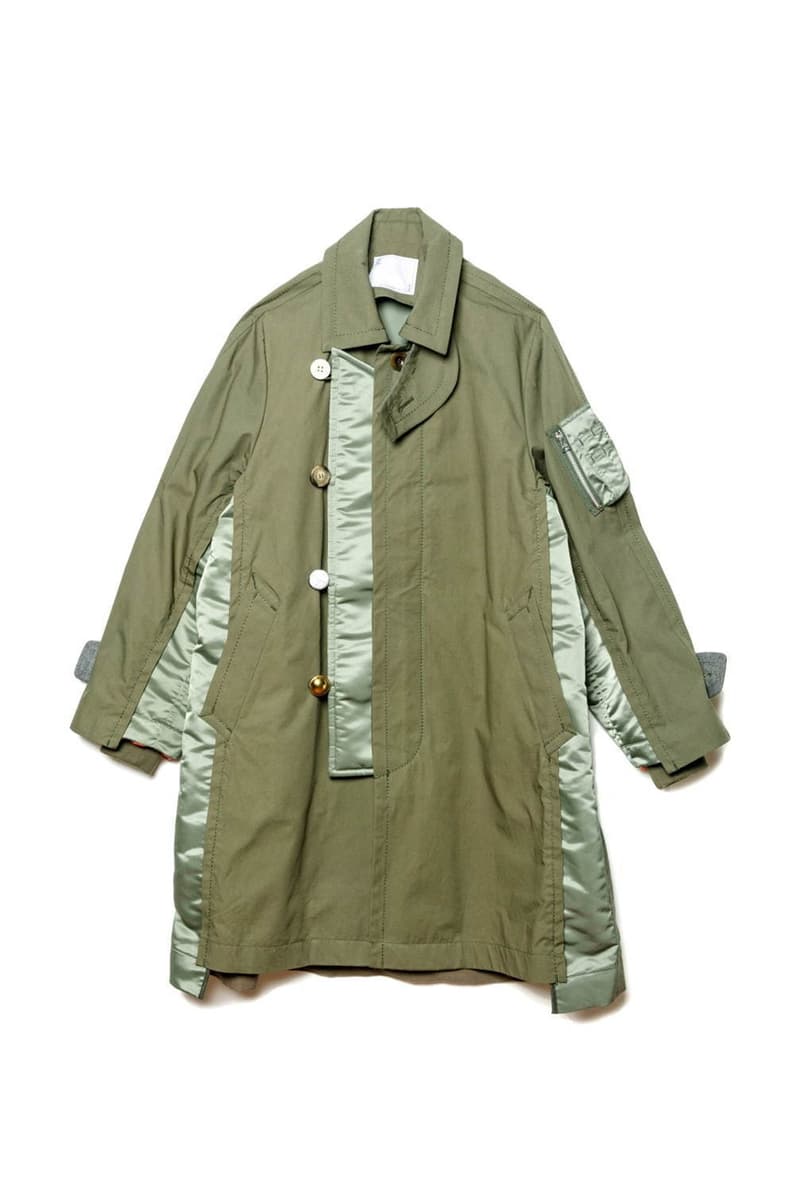 sacai Exclusive Nagoya Sakae Mitsukoshi Jackets coats trench deconstruction militaristic bomber ma 1 flight modular reconstruction multi panel garment store opening tokyo chitose abe