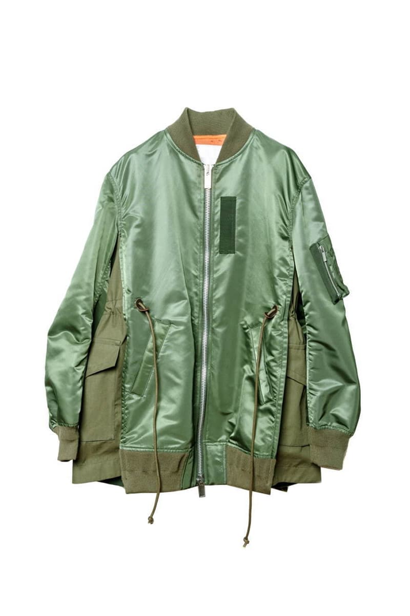 sacai Exclusive Nagoya Sakae Mitsukoshi Jackets coats trench deconstruction militaristic bomber ma 1 flight modular reconstruction multi panel garment store opening tokyo chitose abe