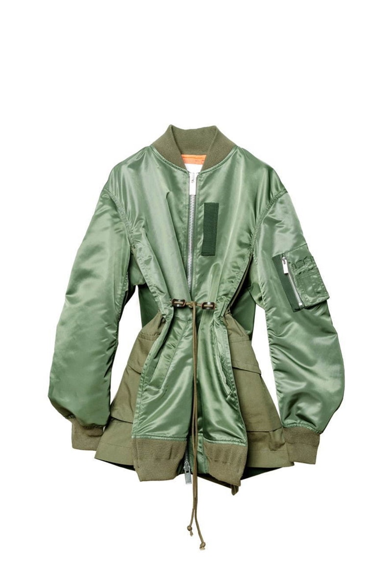 sacai Exclusive Nagoya Sakae Mitsukoshi Jackets coats trench deconstruction militaristic bomber ma 1 flight modular reconstruction multi panel garment store opening tokyo chitose abe