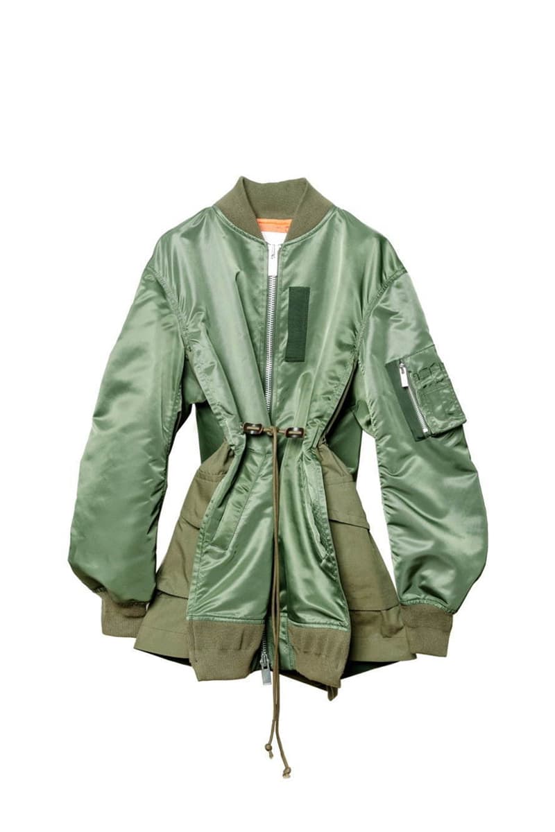 sacai Exclusive Nagoya Sakae Mitsukoshi Jackets coats trench deconstruction militaristic bomber ma 1 flight modular reconstruction multi panel garment store opening tokyo chitose abe