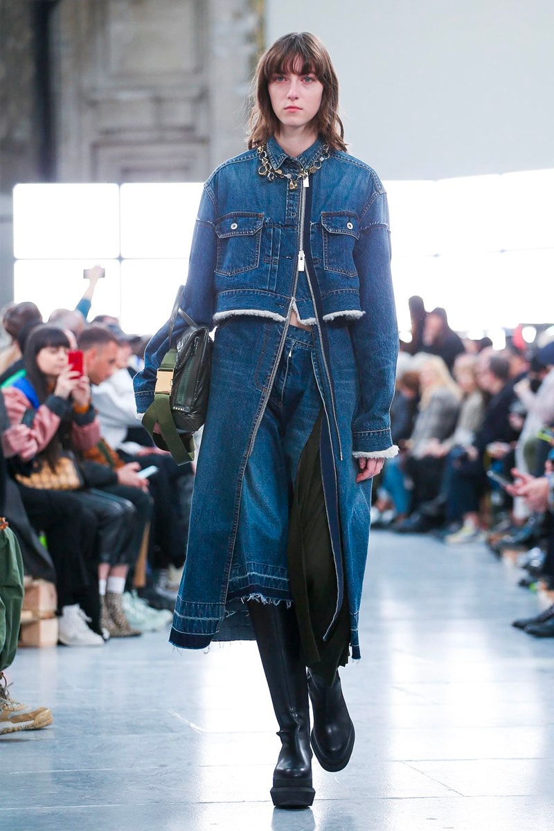 sacai Paris Fashion Week Fall Winter Runway Nike Pegasus Vaporfly pfw co ed chitose abe deconstruction military outerwear japanese designer layer styles leopard olive asymmetrical 