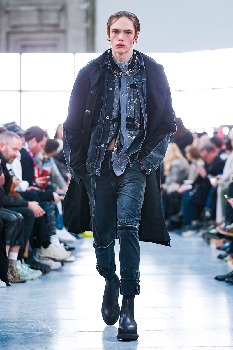 sacai Paris Fashion Week Fall Winter Runway Nike Pegasus Vaporfly pfw co ed chitose abe deconstruction military outerwear japanese designer layer styles leopard olive asymmetrical 