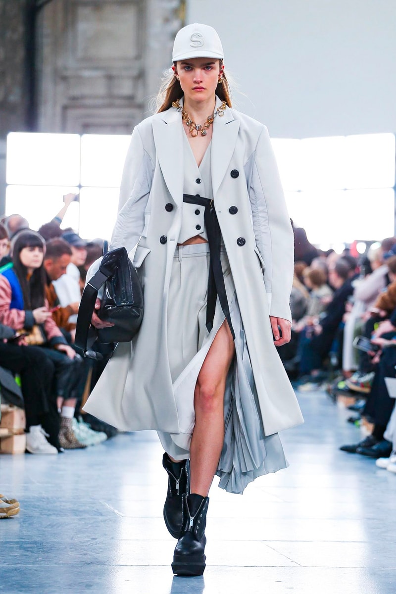 sacai Paris Fashion Week Fall Winter Runway Nike Pegasus Vaporfly pfw co ed chitose abe deconstruction military outerwear japanese designer layer styles leopard olive asymmetrical 