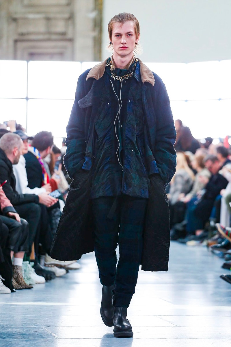 sacai Paris Fashion Week Fall Winter Runway Nike Pegasus Vaporfly pfw co ed chitose abe deconstruction military outerwear japanese designer layer styles leopard olive asymmetrical 
