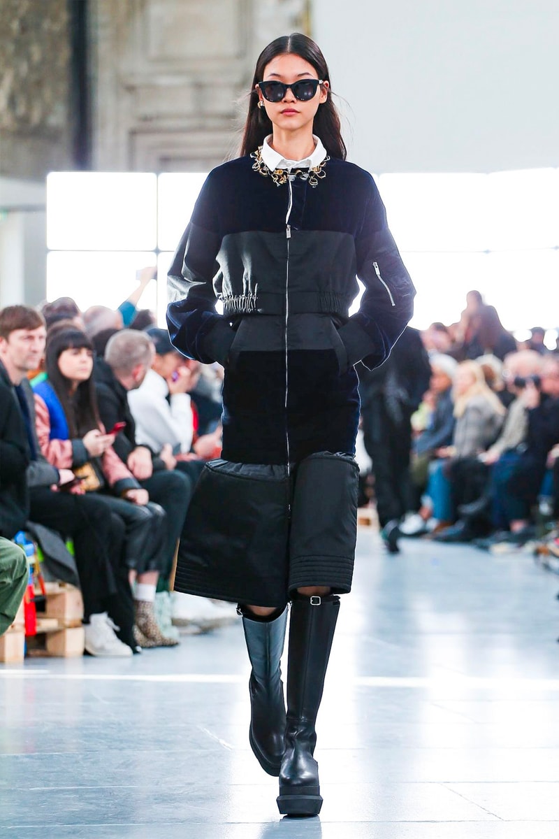 sacai Paris Fashion Week Fall Winter Runway Nike Pegasus Vaporfly pfw co ed chitose abe deconstruction military outerwear japanese designer layer styles leopard olive asymmetrical 