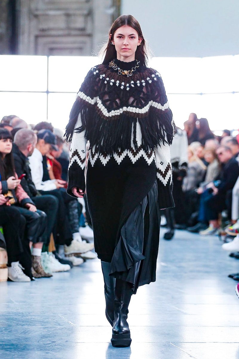 sacai Paris Fashion Week Fall Winter Runway Nike Pegasus Vaporfly pfw co ed chitose abe deconstruction military outerwear japanese designer layer styles leopard olive asymmetrical 