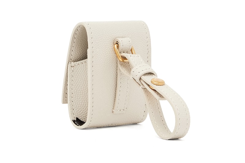 Saint Laurent Grained Leather Earphones Case AirPods YSL Yves MATCHESFASHION.COM Tech Accessories Apple Release Information Luxury Gifts Gold Hardware Strap
