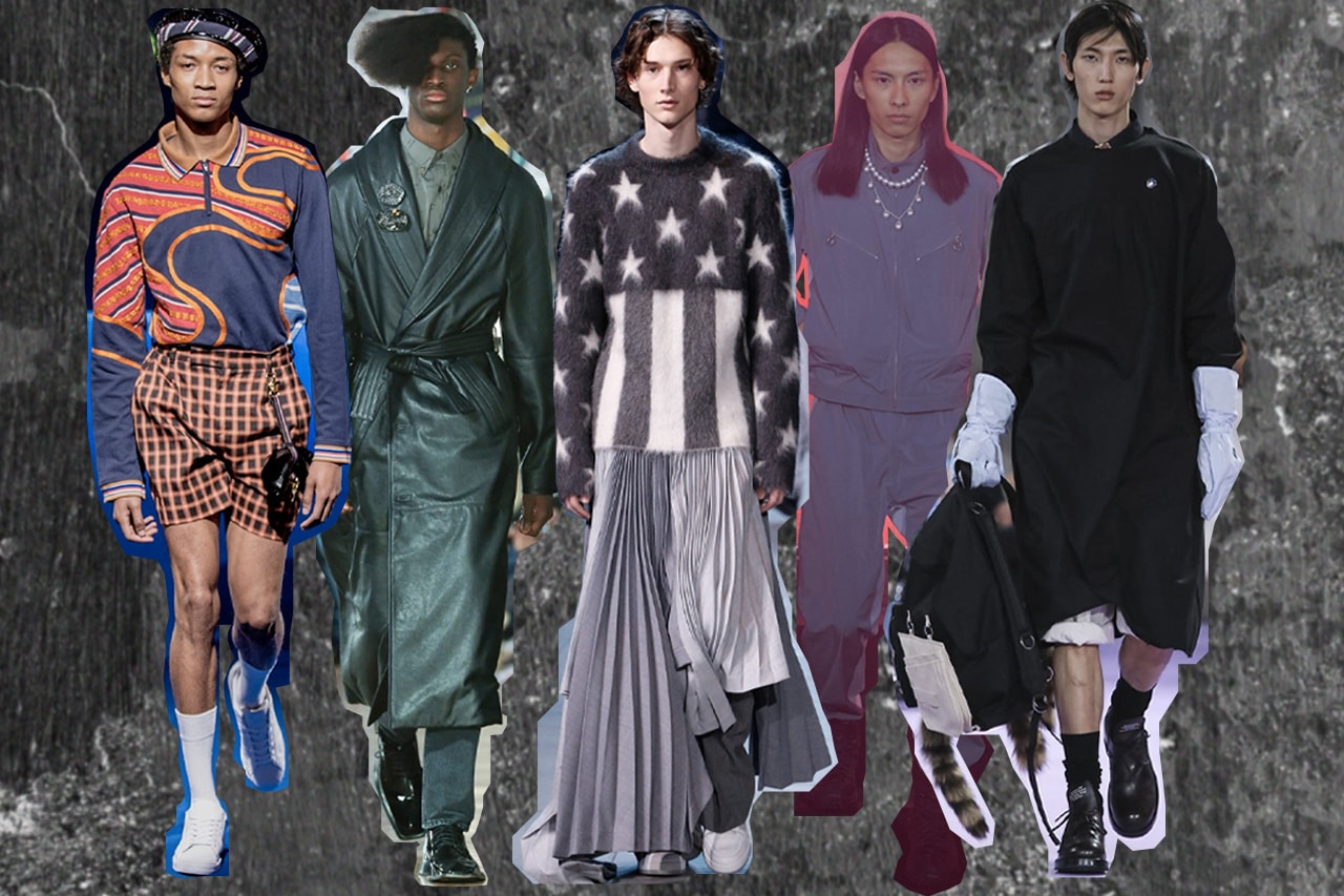 7 FW20 Runway Trends To Buy Before They Hit Stores Leather Playful Prints Pearls Jewels Gems Bondage Dresses Skirts Heeled Boots Showing Skin Sheer Fabrics Séfr Rick Owens Alan Crocetti Sweet Lime Juice Necklaces Shirts Trousers Pants KANGHYUK Off-White™ Virgil Abloh 1017 ALYX 9SM Black Buckle BagBalenciaga Incognito Trench Coat Vetements Metal Texan Gucci Kitten Louis Vuitton Pleated Skirt Raf Simons Labo Coat MACHINE-A SSENSE LN-CC Browns LUISAVIAROMA Our Legacy Helmut Lang