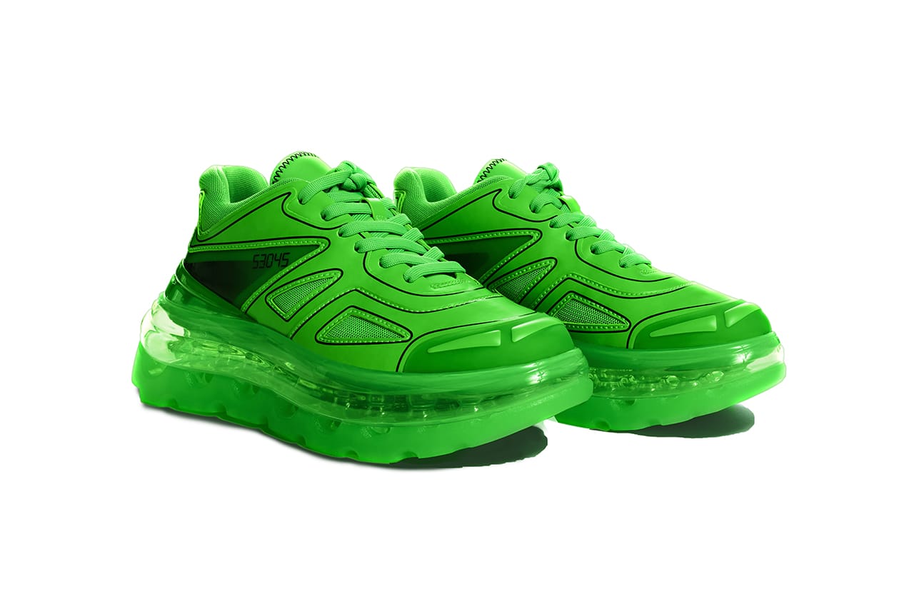 green neon shoes