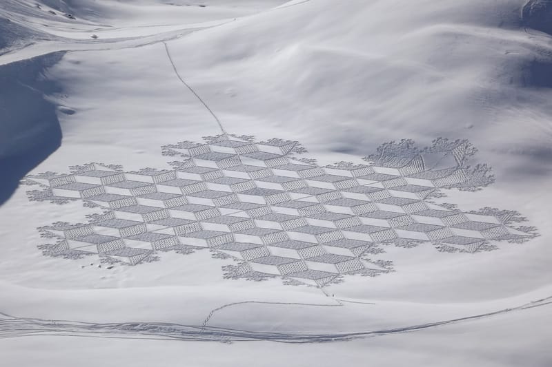 Simon Beck Stomps out a Series of Giant Snow Artworks