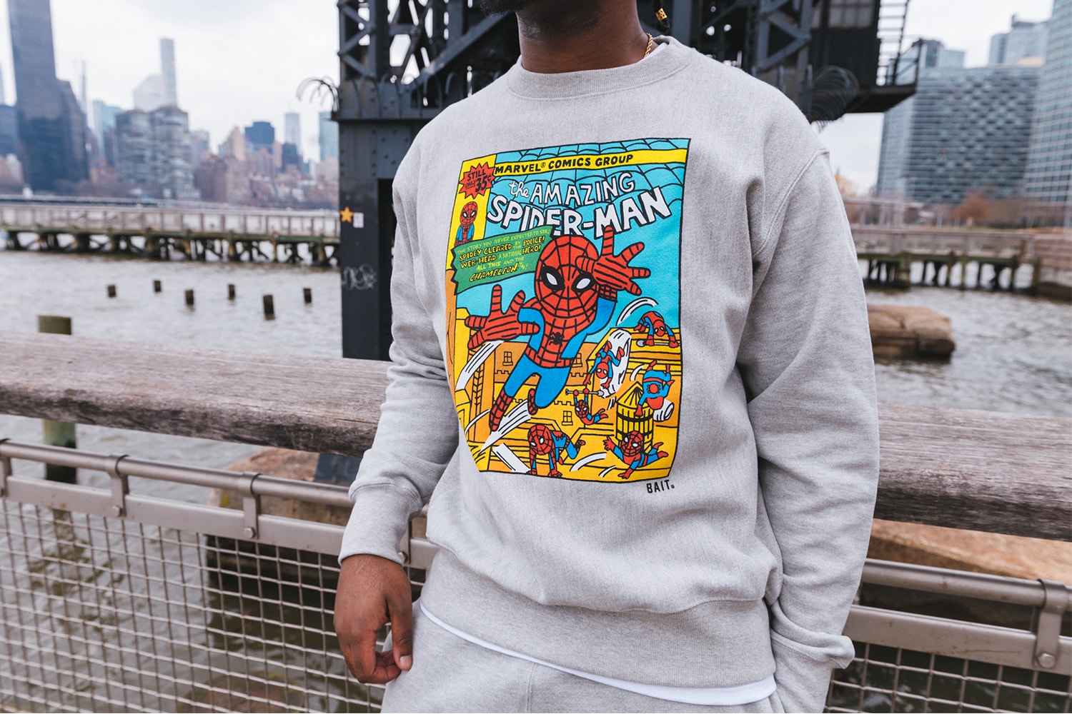 Spider Man Amazing BAIT Champion Capsule Release Info Buy Price Sweater T shirt Sweatpants Marvel Comics