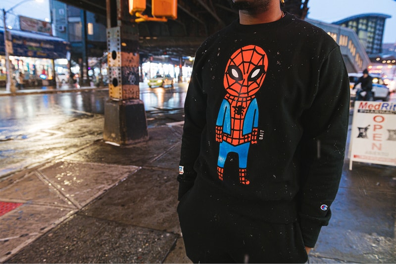 Spider Man Amazing BAIT Champion Capsule Release Info Buy Price Sweater T shirt Sweatpants Marvel Comics