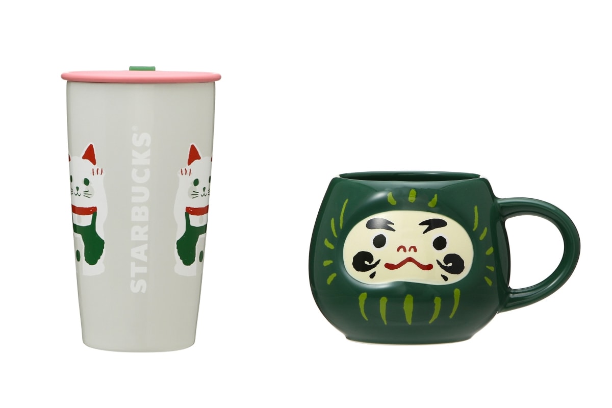 starbucks japan coffee mugs cups Lunar new year mascot zodiac year of the rat celebrations festival mugs maneki neko daruma Mount Fuji