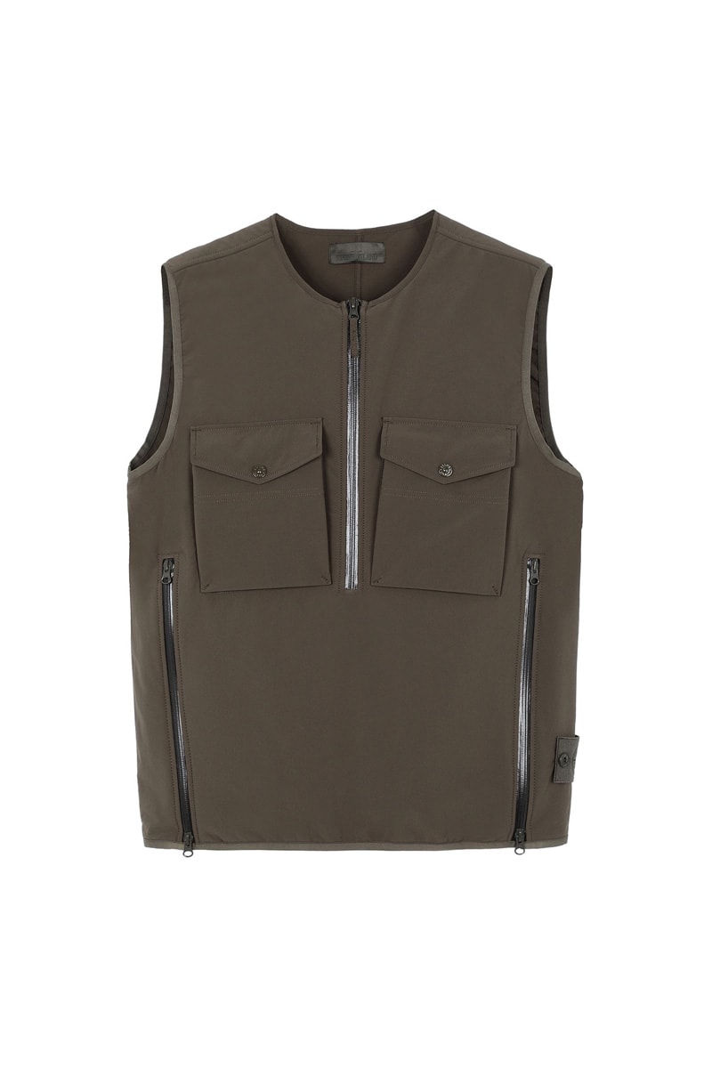 Stone Island Ghost SS20 Collection monochromatic polistiere stretch 5l vest jacket shirt knit cream white black blue navy olive green 