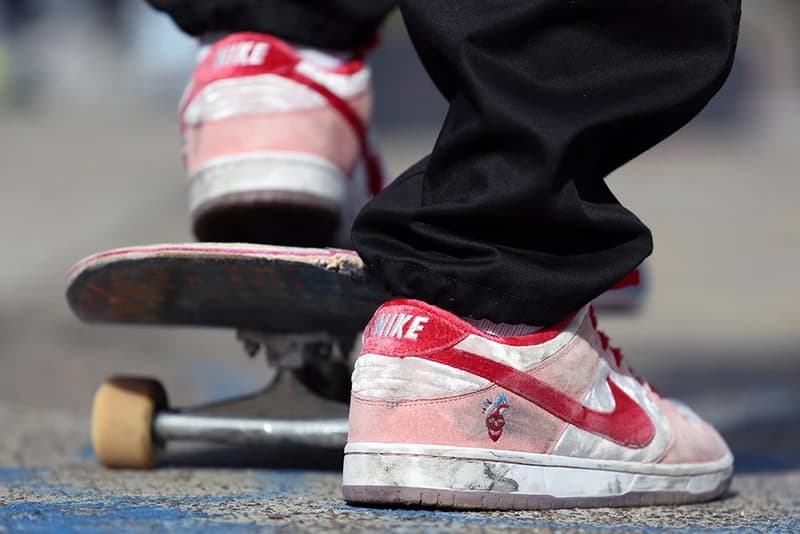 strangelove skateboards nike sb dunk low fine pair white pink red valentines day velvet CT2552 800 sean cliver release date info photos price