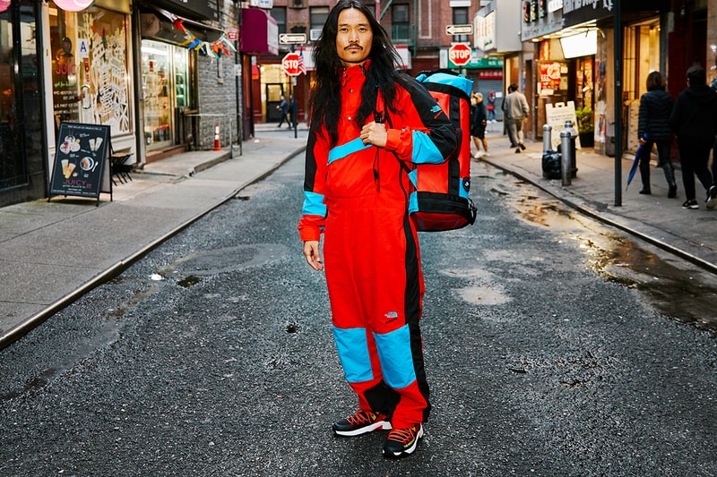 The north face extreme collection ski suit cap bag sneakers 1980s release information buy cop purchase red blue black grey asphalt fiery