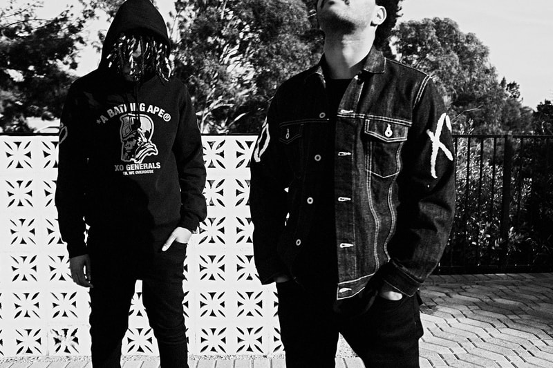 The Weeknd XO BAPE Second Capsule Collection Lookbook Release A Bathing Ape Metro Boomin La Mar Taylor Derek Wise 88Glam Info Date Buy Price Baby Milo T shirt Varsity Jacket Denim Hoodie Sweatpants Shark
