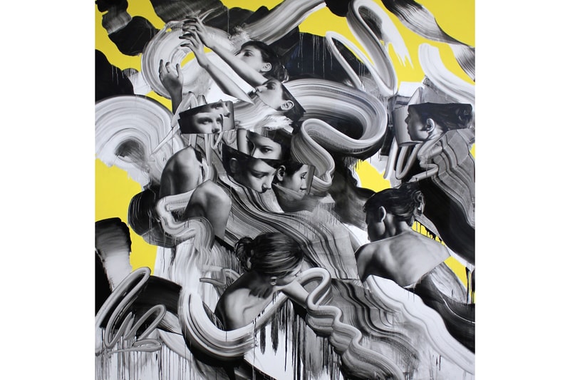 Tom French "Transcend" Unit London Retrospective Exhibition Paintings 'Parallax' 'Duality' Charcoal Drawings 