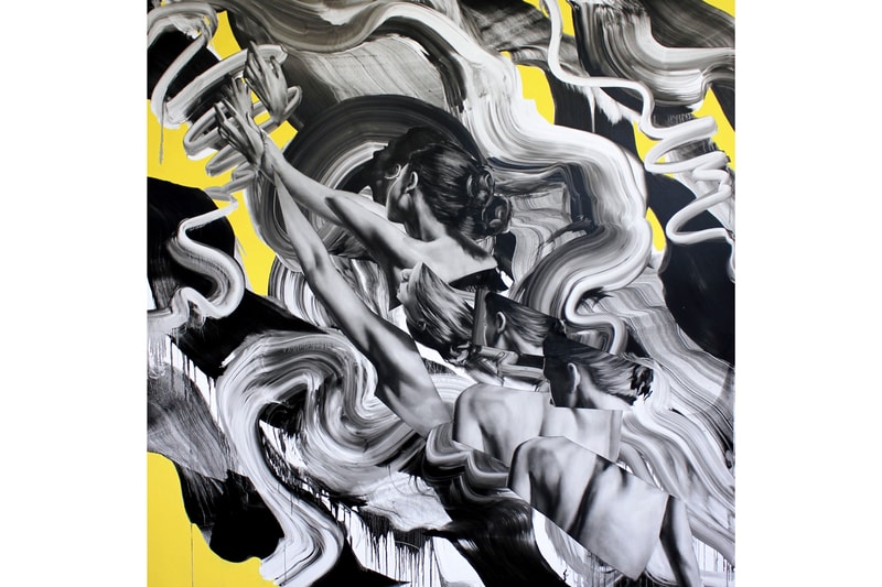 Tom French "Transcend" Unit London Retrospective Exhibition Paintings 'Parallax' 'Duality' Charcoal Drawings 