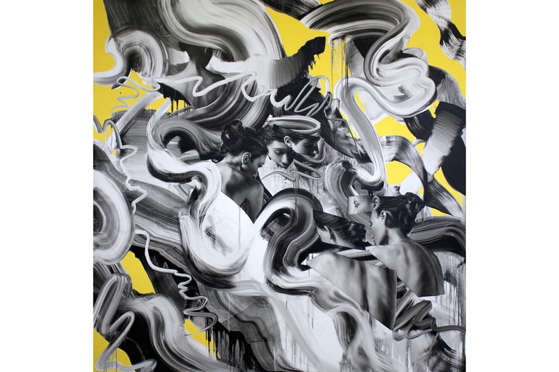 Tom French "Transcend" Unit London Retrospective Exhibition Paintings 'Parallax' 'Duality' Charcoal Drawings 