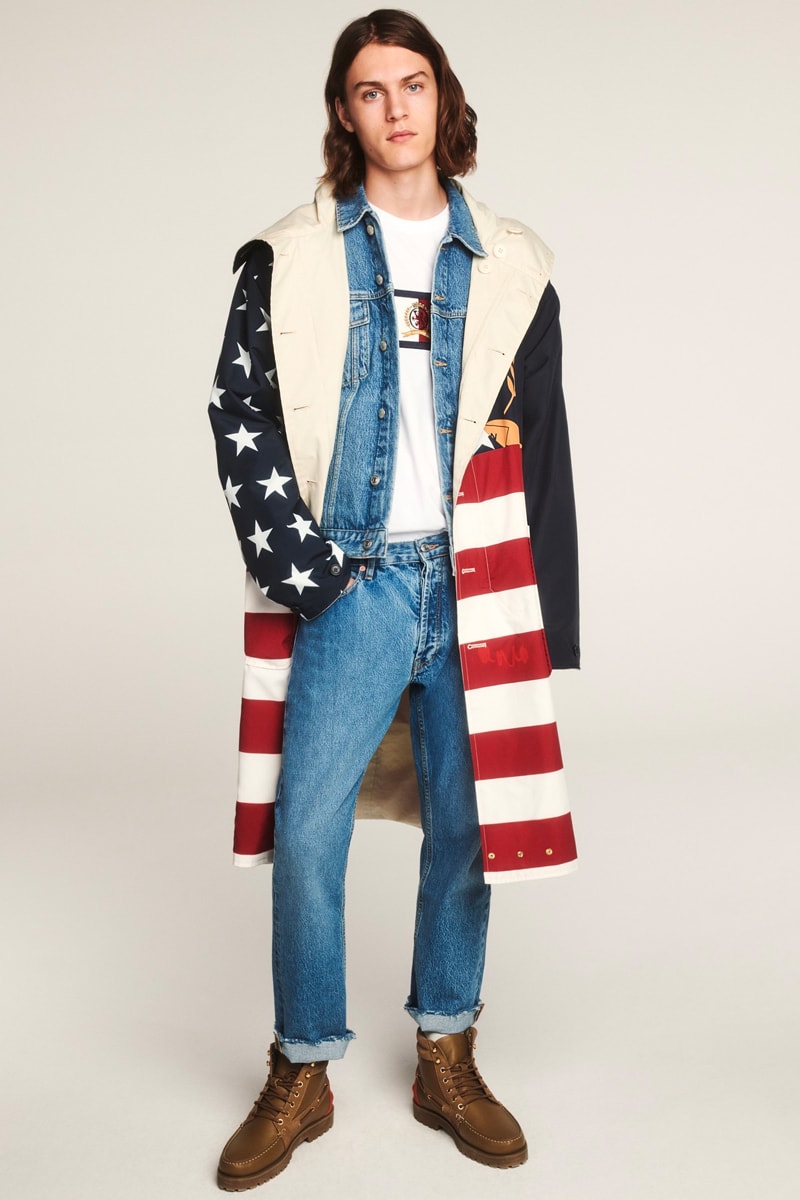 Tommy Hilfiger Celebrates 35th Anniversary Spring 2020 Lookbook collection american flag heritage nautical sports jackets varsity collegiate jeans denim ivy blue white red jackets outerwear
