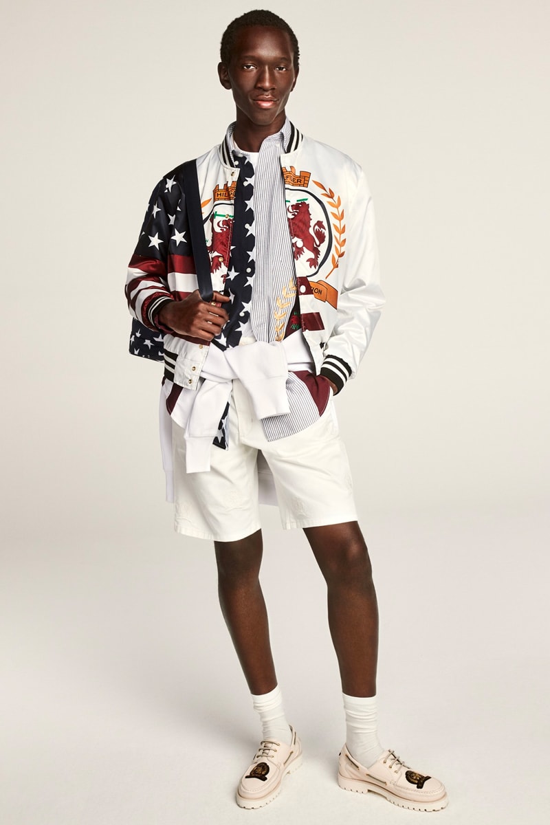 Tommy Hilfiger Celebrates 35th Anniversary Spring 2020 Lookbook collection american flag heritage nautical sports jackets varsity collegiate jeans denim ivy blue white red jackets outerwear