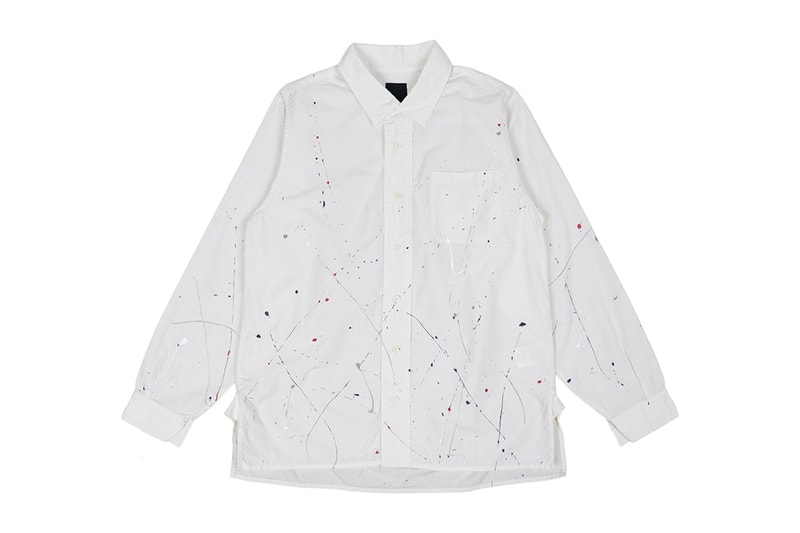 visvim Kerchief Down Jacket Grease Monkey Coat Cecile Shirt spring summer 2020 collection garments hiroki nakamura trench japanese designer artful paint splatter beige white