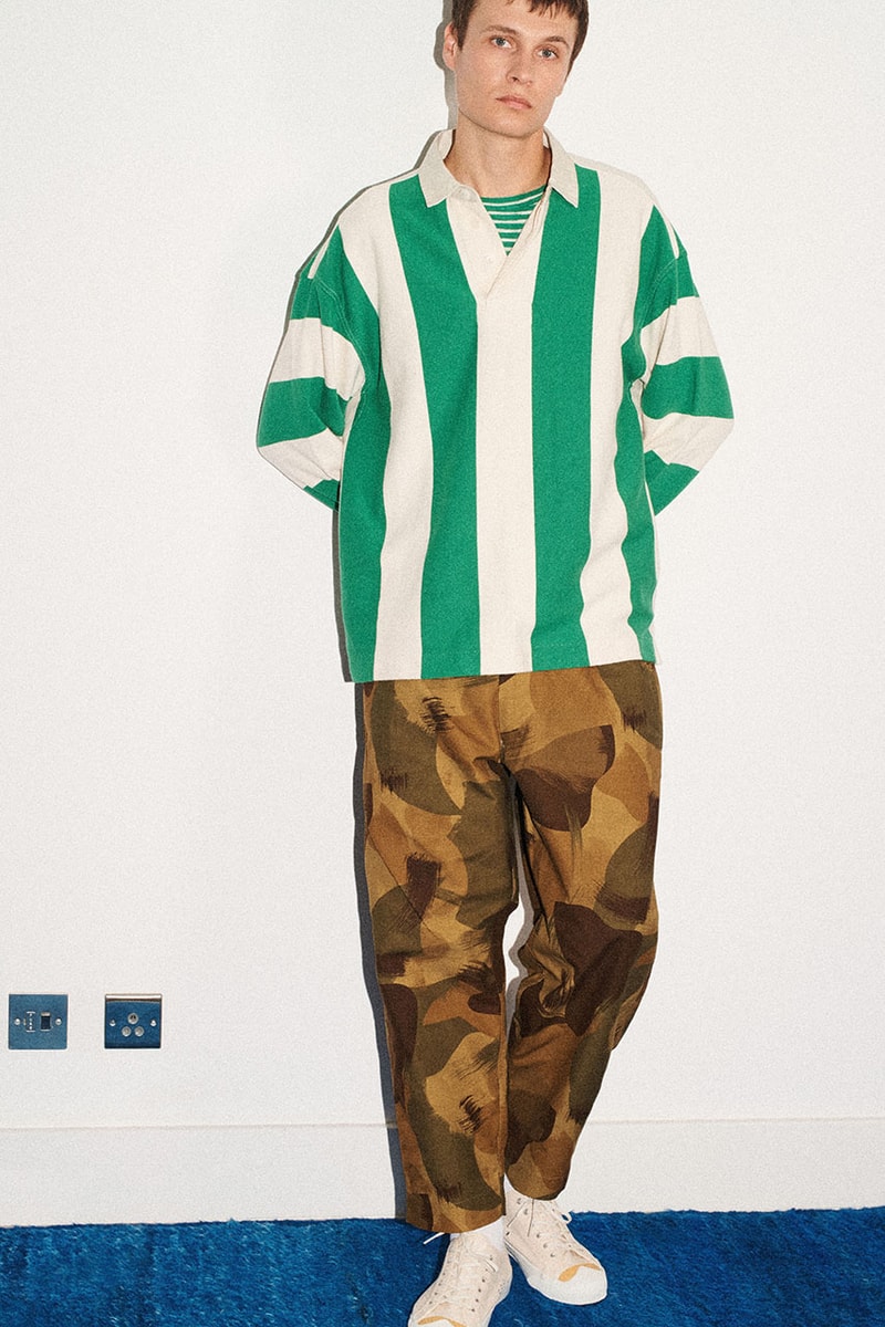 YMC Spring/Summer 2020 Lookbook Collection Menswear Looks London Brand Label Original Rugby Shirt Baseball Mac Camouflage Shirts Overcoats Outerwear Trousers Tops T-Shirts Cop Now Buy Online