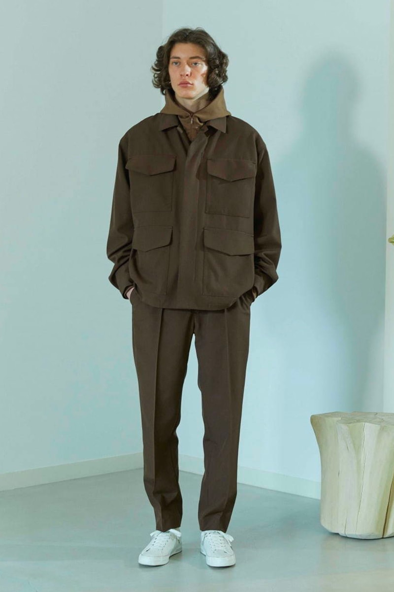 08sircus Fall Winter 2020 Lookbook collection japanese style british militaristic sartorial bespoke clean cut tailoring coats duffle peacost navy parka trousers slacks pants jackets