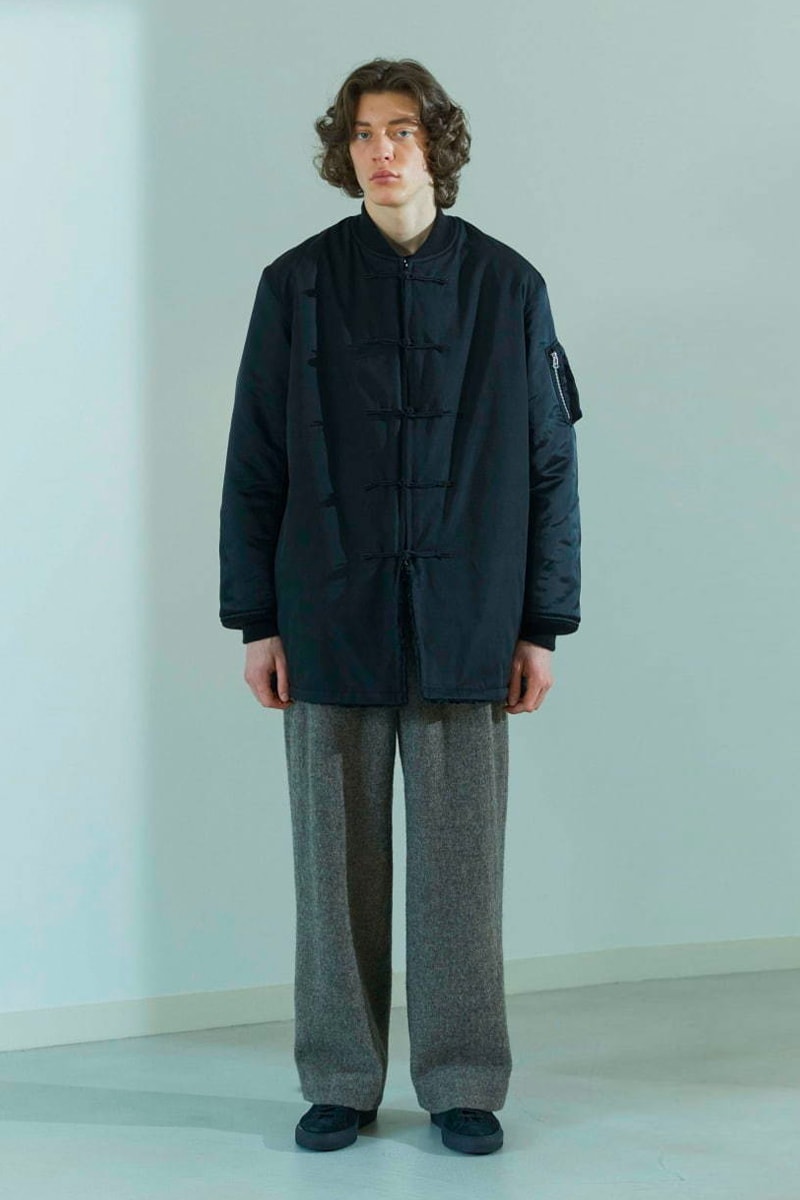 08sircus Fall Winter 2020 Lookbook collection japanese style british militaristic sartorial bespoke clean cut tailoring coats duffle peacost navy parka trousers slacks pants jackets