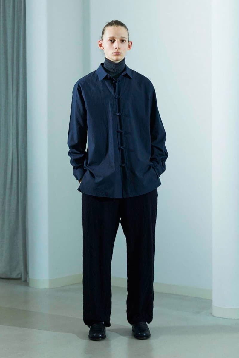 08sircus Fall Winter 2020 Lookbook collection japanese style british militaristic sartorial bespoke clean cut tailoring coats duffle peacost navy parka trousers slacks pants jackets