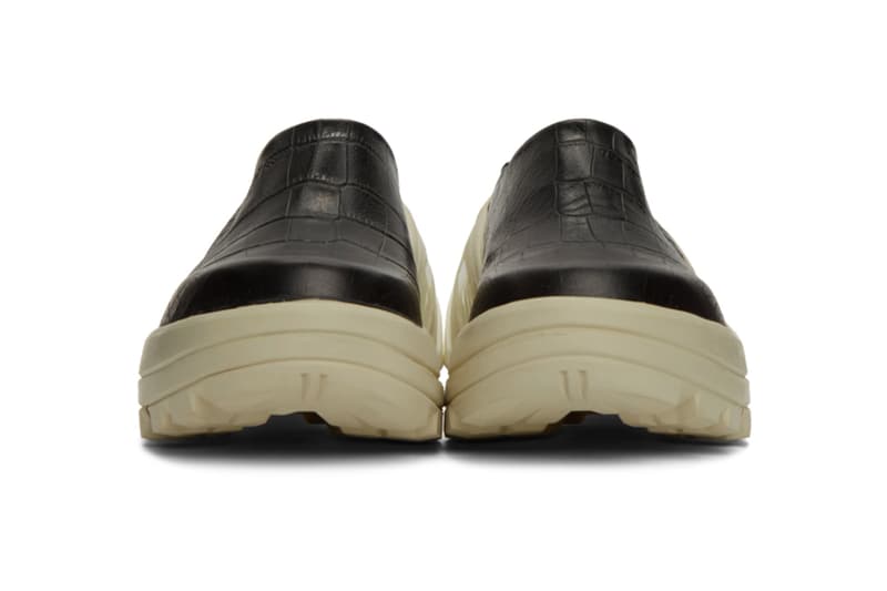 1017 ALYX 9SM Black Croc Leather Clog patent skin spring summer 2020 collection matthew M williams designers made in italy shoes sneakers footwear kicks trainers runners slippers