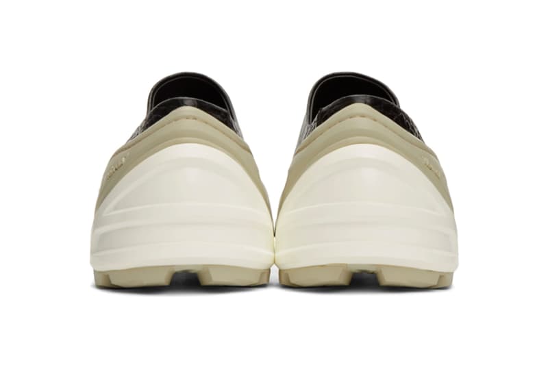 1017 ALYX 9SM Black Croc Leather Clog patent skin spring summer 2020 collection matthew M williams designers made in italy shoes sneakers footwear kicks trainers runners slippers